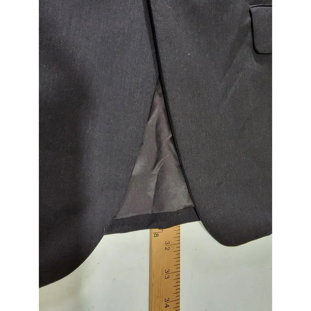 Pronto Uomo Men's Black Wool 2-Button Blazer Sport Coat Suit Jacket - 44R